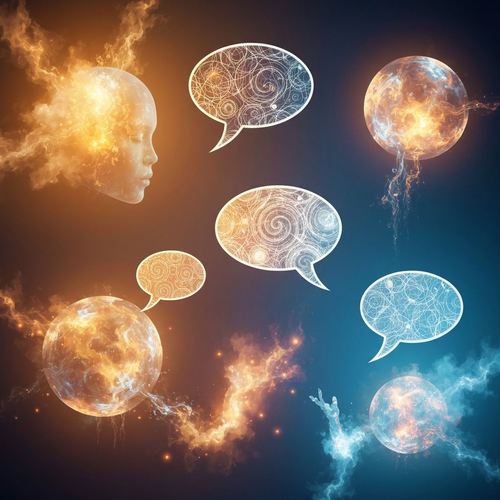 Surreal illustration of AI agents having bizarre conversations on moltbook